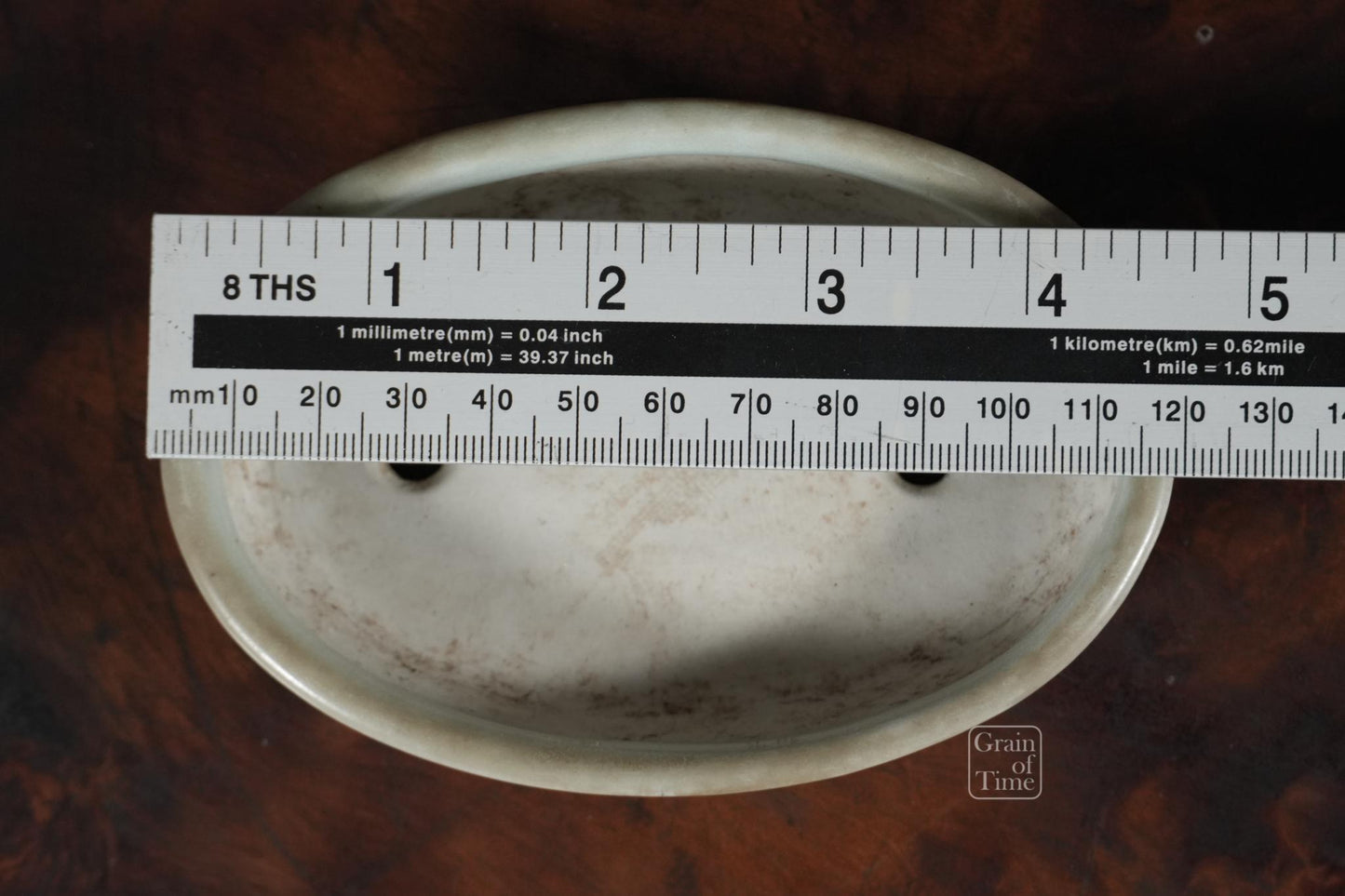 24977: Imaoka Machinao - Celadon Oval w/ Patina - 4⅝ in (12cm)