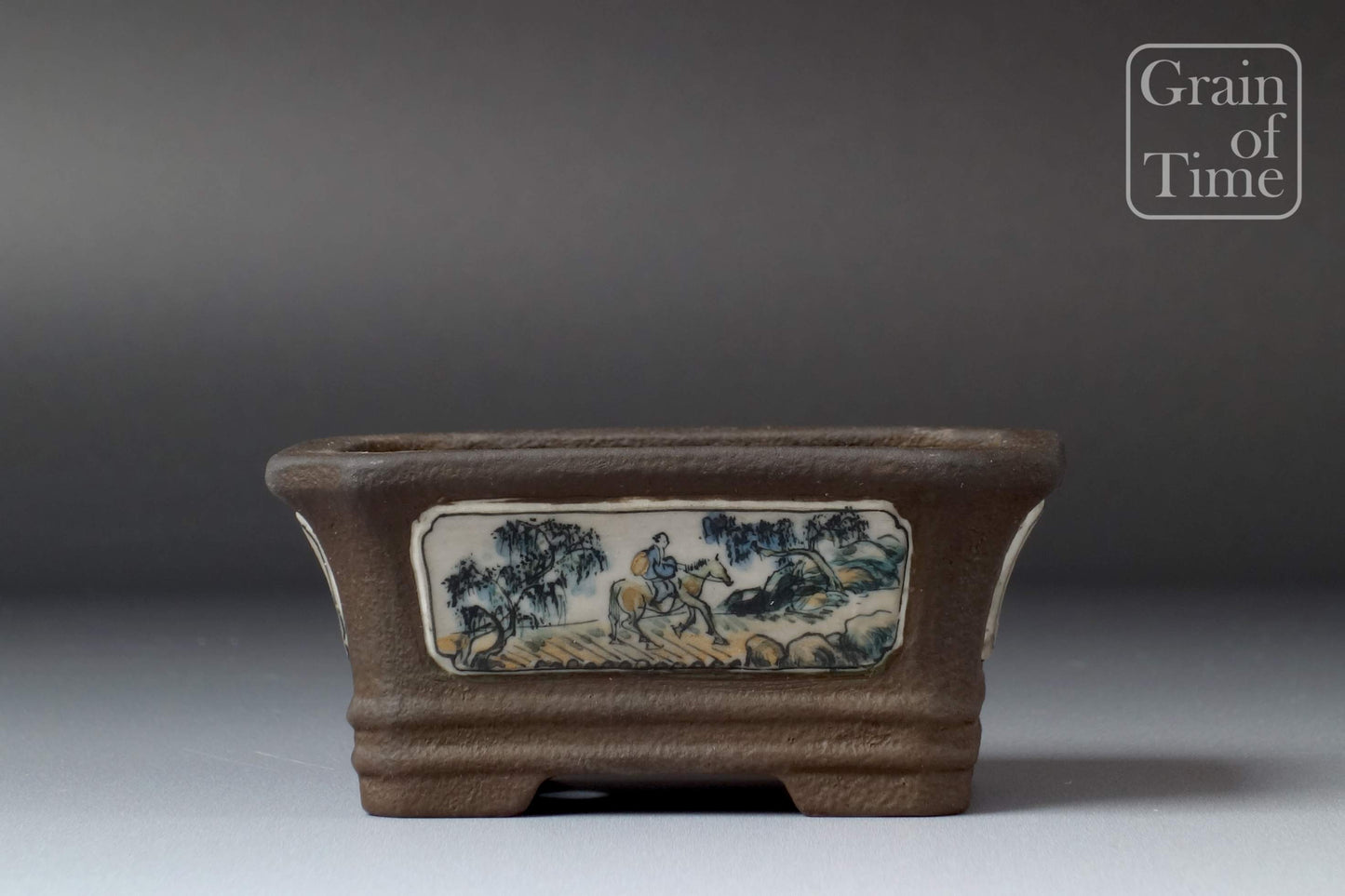Ryokojuan (Tosui) - Rectangle with Painted Scenes - 80mm