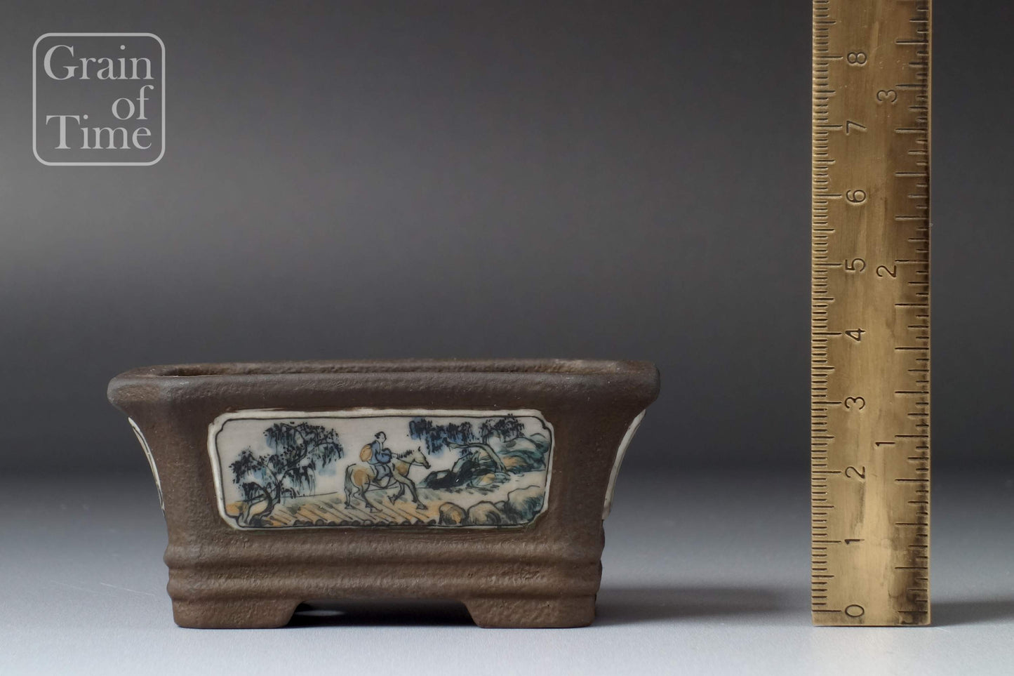 Ryokojuan (Tosui) - Rectangle with Painted Scenes - 80mm