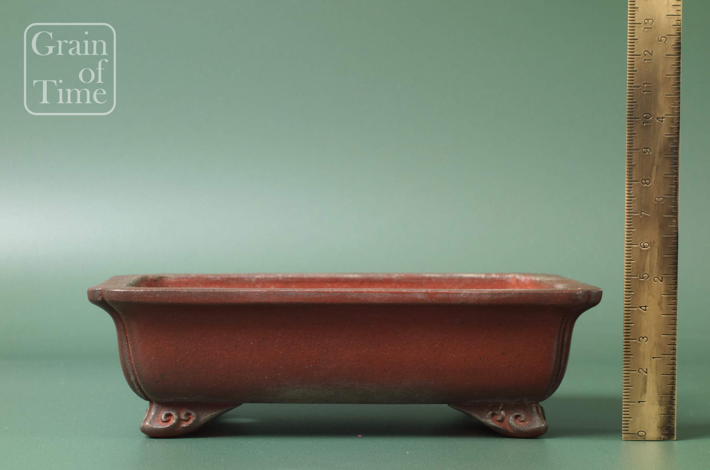 Ikko (Tokoname) - Unglazed Vermillion Rectangle - 6½ in (16cm)