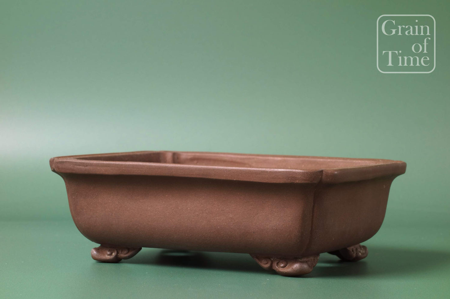 Chinese Bonsai Pot by Touinken - 6¾in (17cm)- Unglazed Shokodo Rectangle