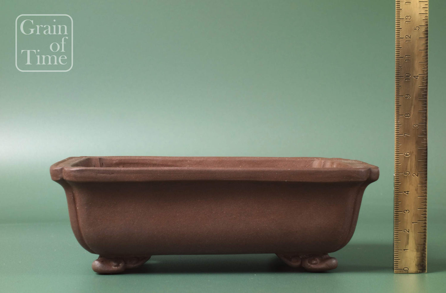 Chinese Bonsai Pot by Touinken - 6¾in (17cm)- Unglazed Shokodo Rectangle