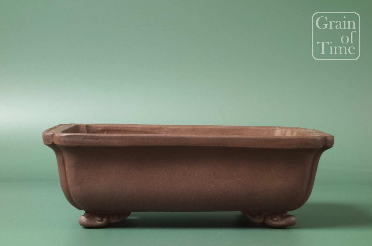 Chinese Bonsai Pot by Touinken - 6¾in (17cm)- Unglazed Shokodo Rectangle