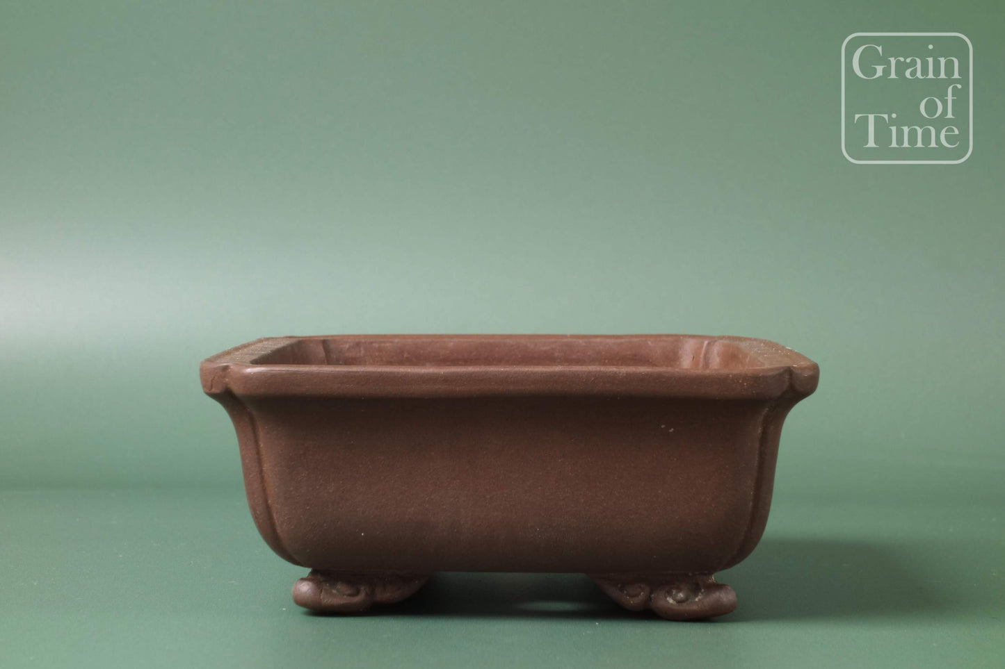 Chinese Bonsai Pot by Touinken - 6¾in (17cm)- Unglazed Shokodo Rectangle