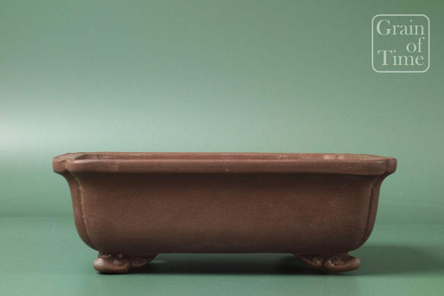 Chinese Bonsai Pot by Touinken - 6¾in (17cm)- Unglazed Shokodo Rectangle
