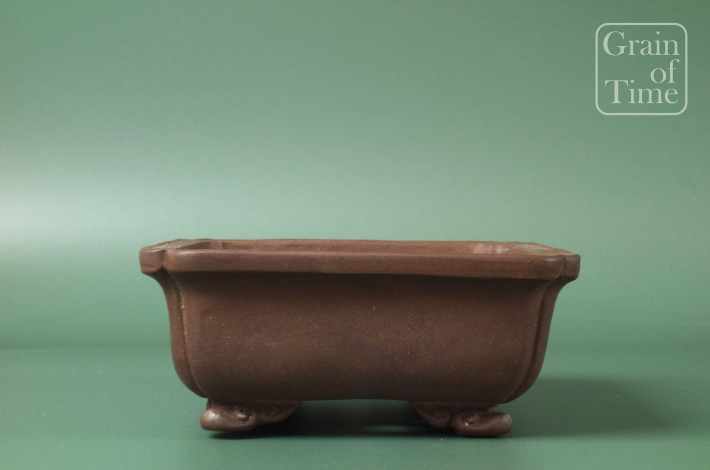 Chinese Bonsai Pot by Touinken - 6¾in (17cm)- Unglazed Shokodo Rectangle