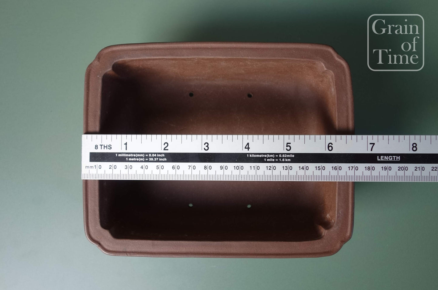 Chinese Bonsai Pot by Touinken - 6¾in (17cm)- Unglazed Shokodo Rectangle