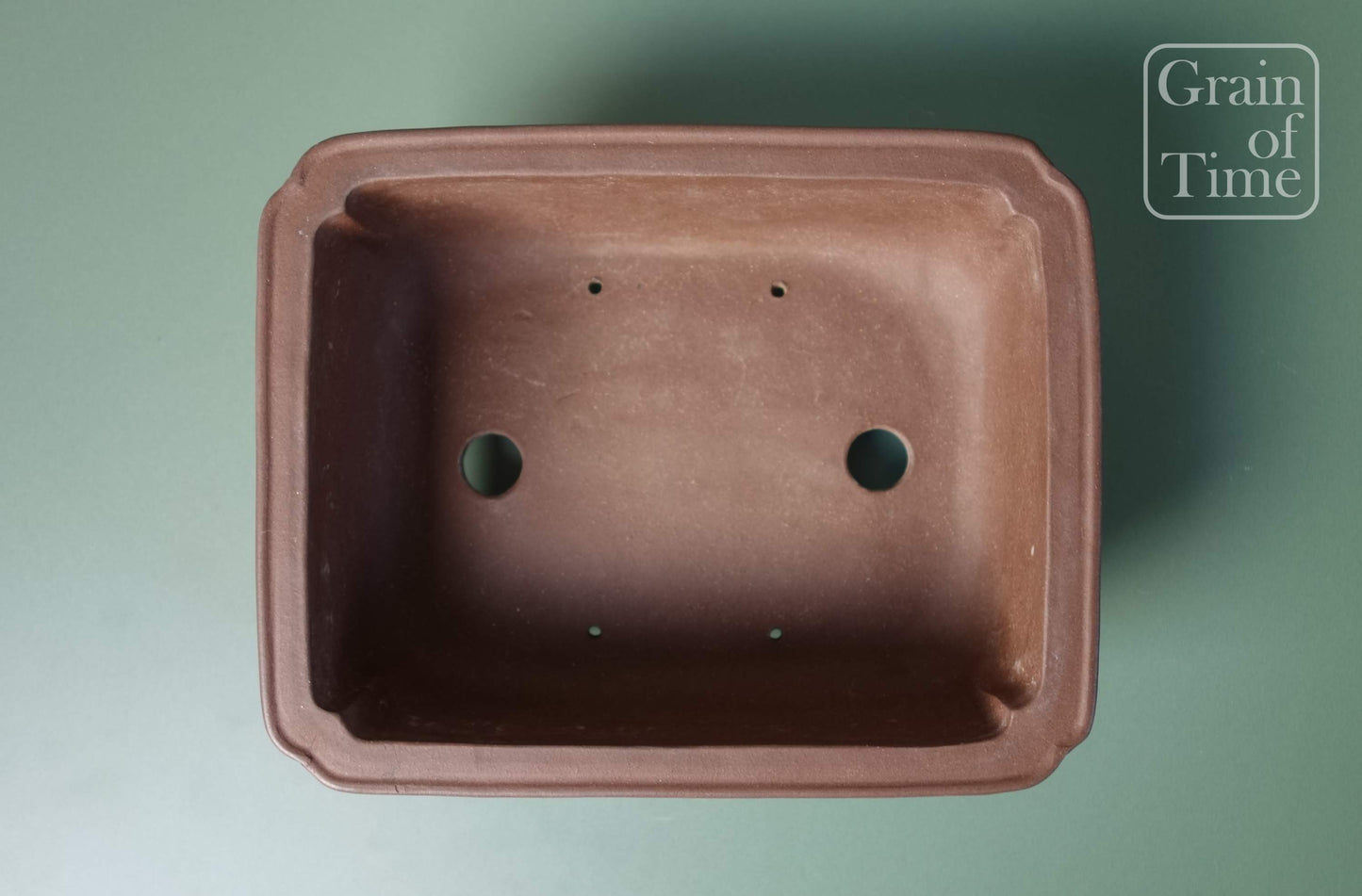 Chinese Bonsai Pot by Touinken - 6¾in (17cm)- Unglazed Shokodo Rectangle