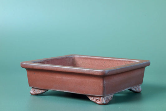 23176: Unglazed Vermillion Clay Rectangle by Ikkou (Tokoname) - 6in (15cm)