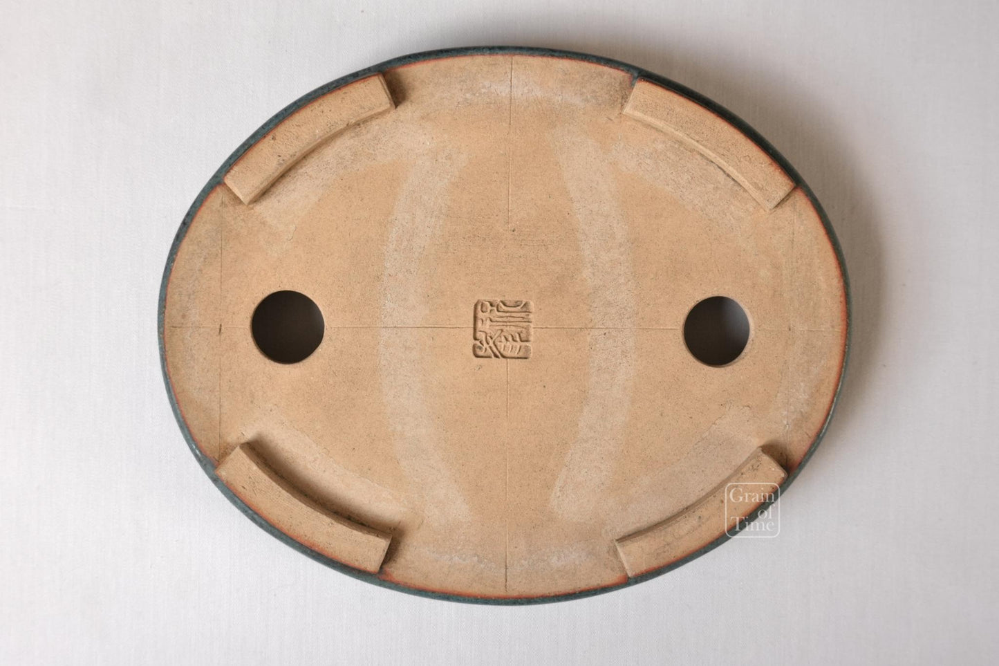 25011: Ino Shukuho - Blue Green Crystal Oval - 9⅝ in (24cm)