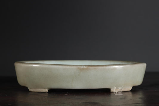 24977: Imaoka Machinao - Celadon Oval w/ Patina - 4⅝ in (12cm)