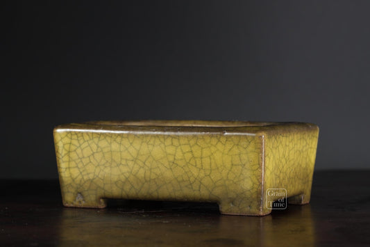 25009: Gyoun - Yellow Crackle Rectangle w/ Patina - 89mm