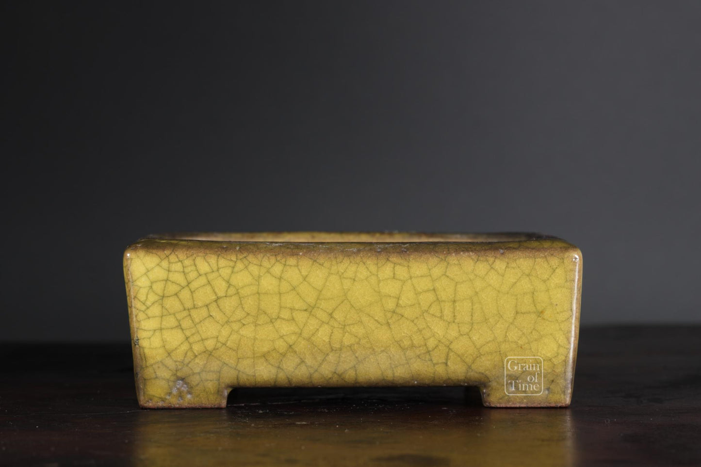 25009: Gyoun - Yellow Crackle Rectangle w/ Patina - 89mm
