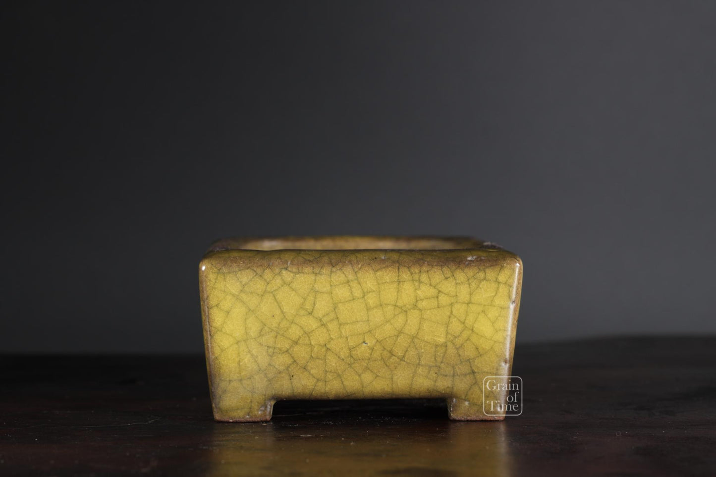 25009: Gyoun - Yellow Crackle Rectangle w/ Patina - 89mm