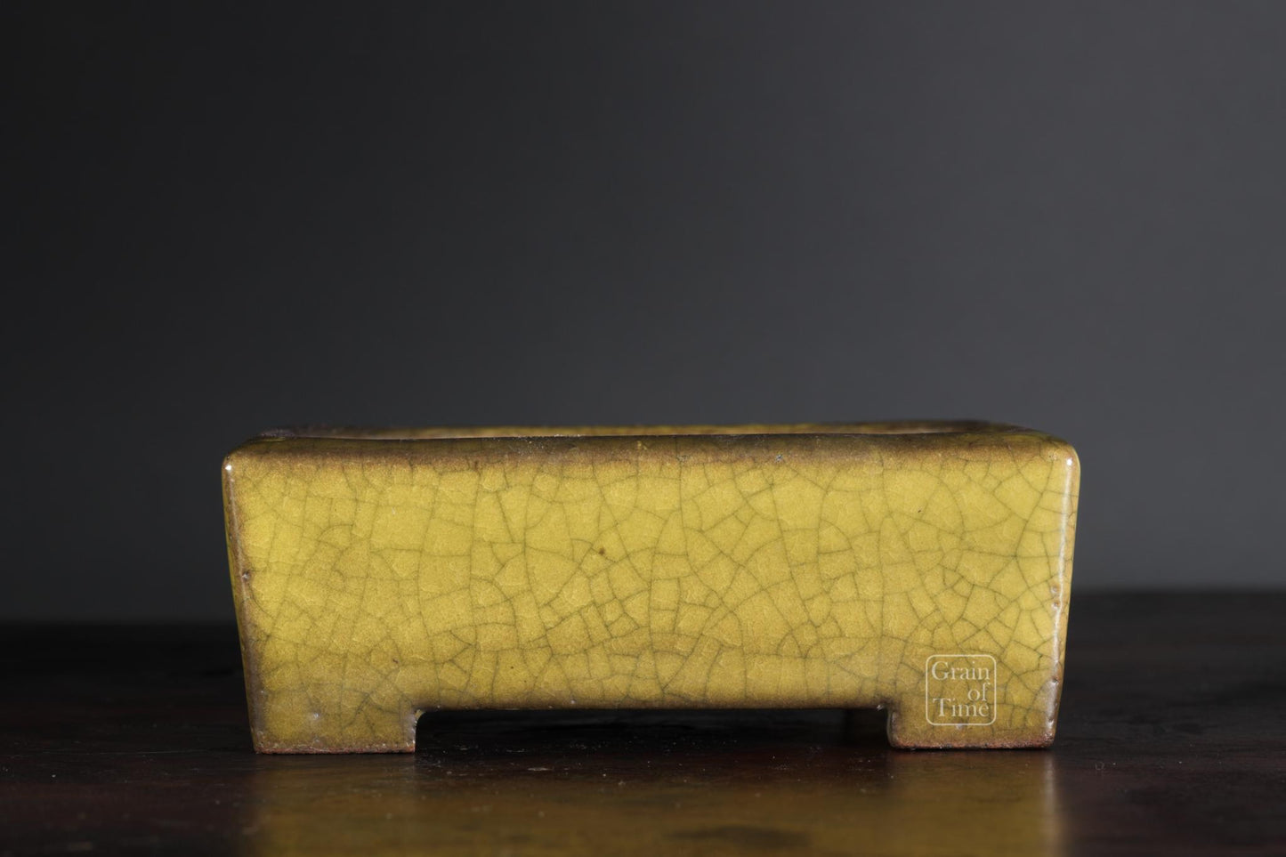 25009: Gyoun - Yellow Crackle Rectangle w/ Patina - 89mm