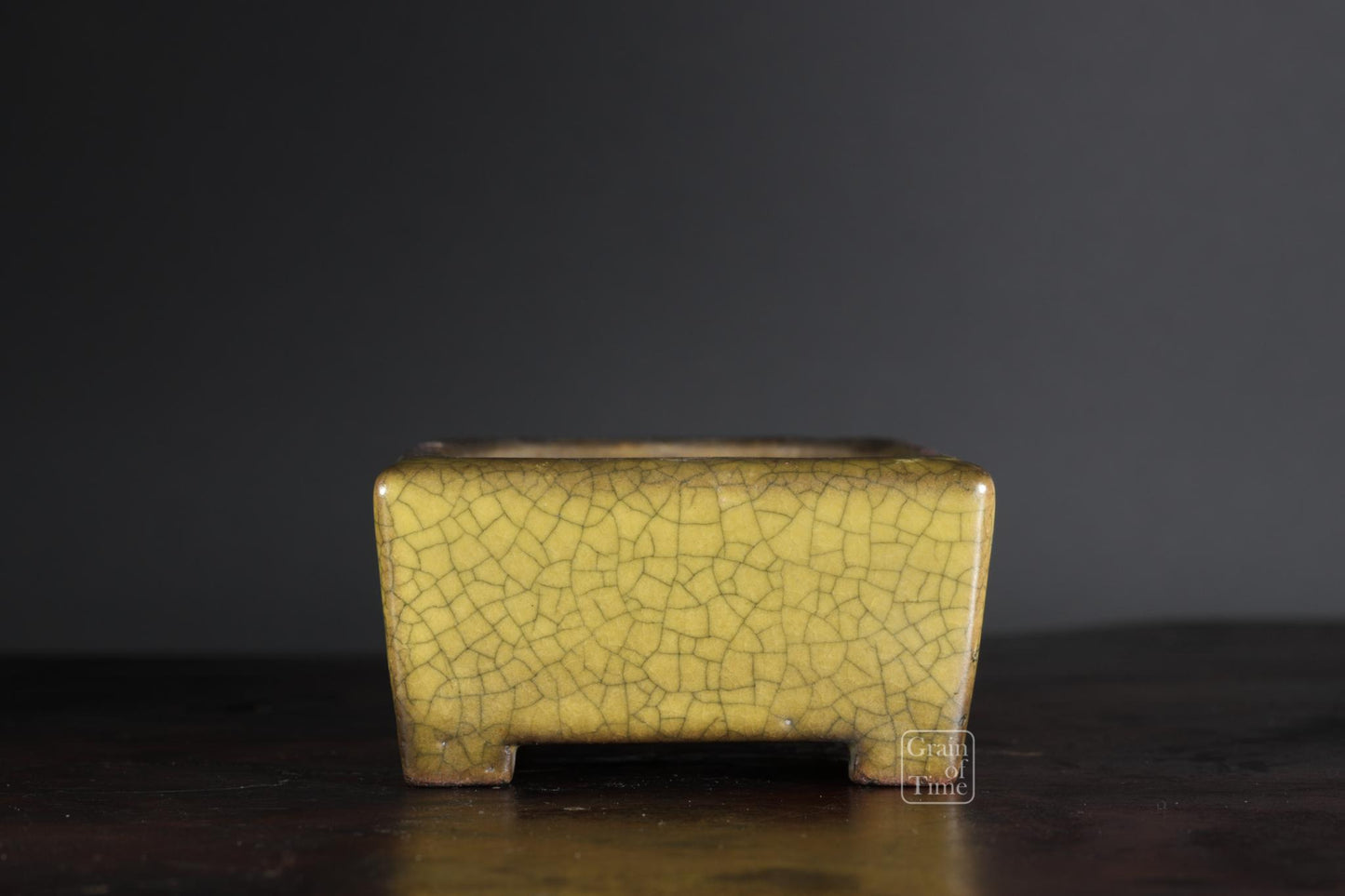 25009: Gyoun - Yellow Crackle Rectangle w/ Patina - 89mm