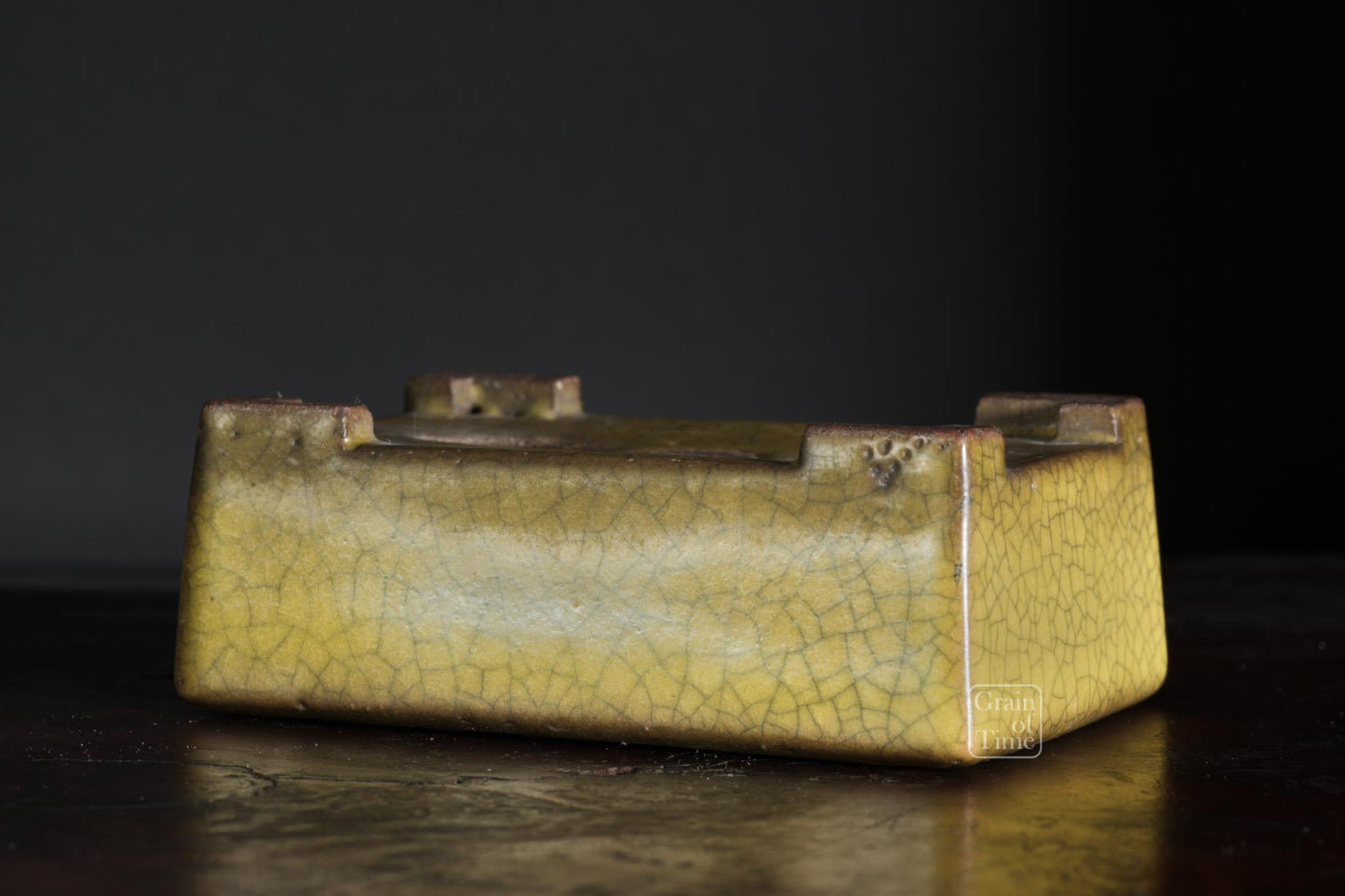 25009: Gyoun - Yellow Crackle Rectangle w/ Patina - 89mm