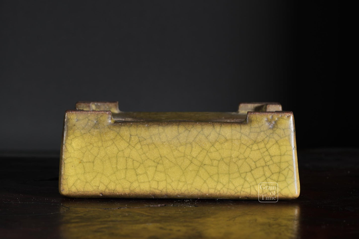 25009: Gyoun - Yellow Crackle Rectangle w/ Patina - 89mm