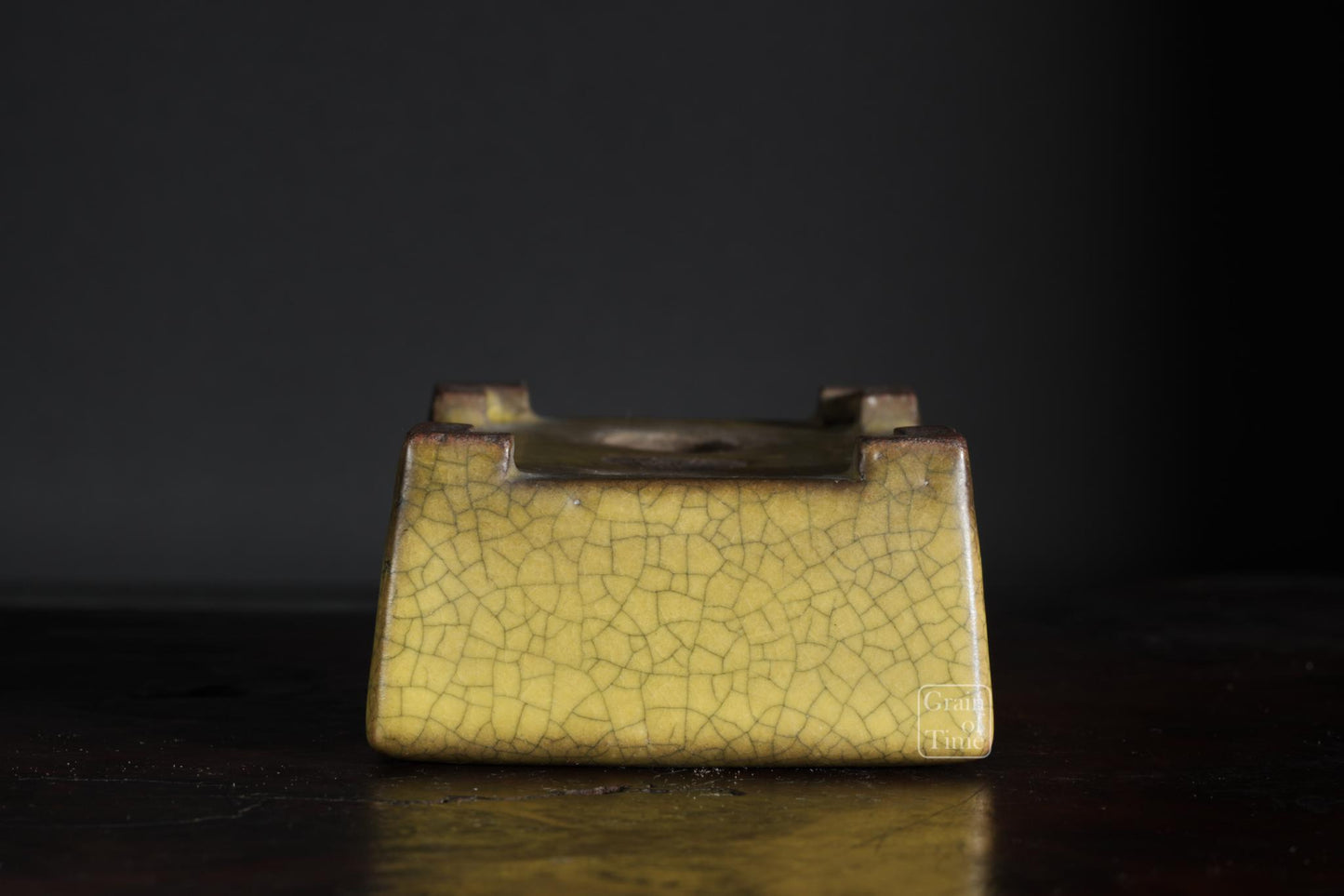 25009: Gyoun - Yellow Crackle Rectangle w/ Patina - 89mm