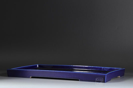 24938: Kyuka-en nursery & Shigaraki Ware (Japan) - Ruri Blue Suiban - 14¼ in (36cm)