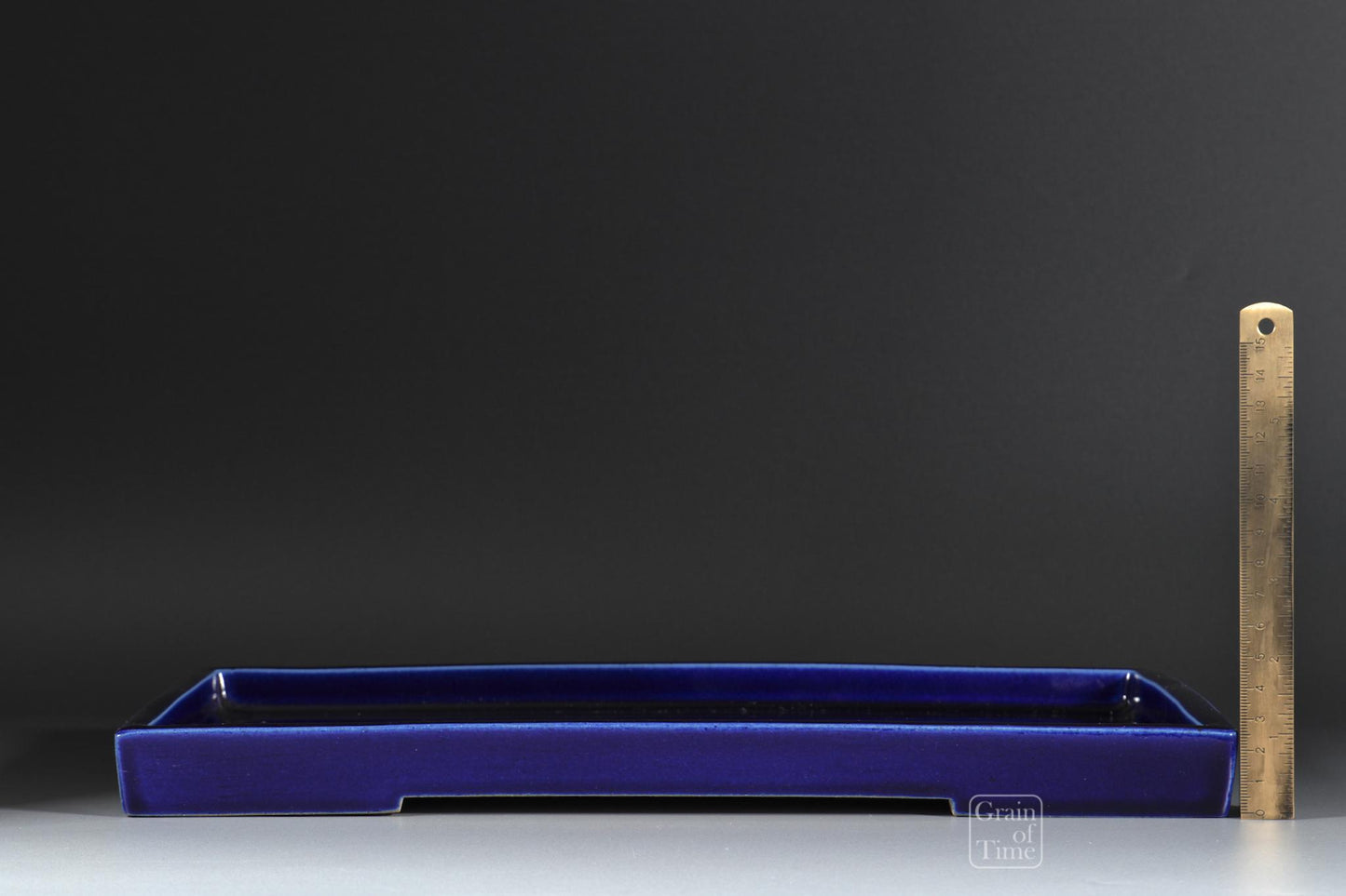 24938: Kyuka-en nursery & Shigaraki Ware (Japan) - Ruri Blue Suiban - 14¼ in (36cm)
