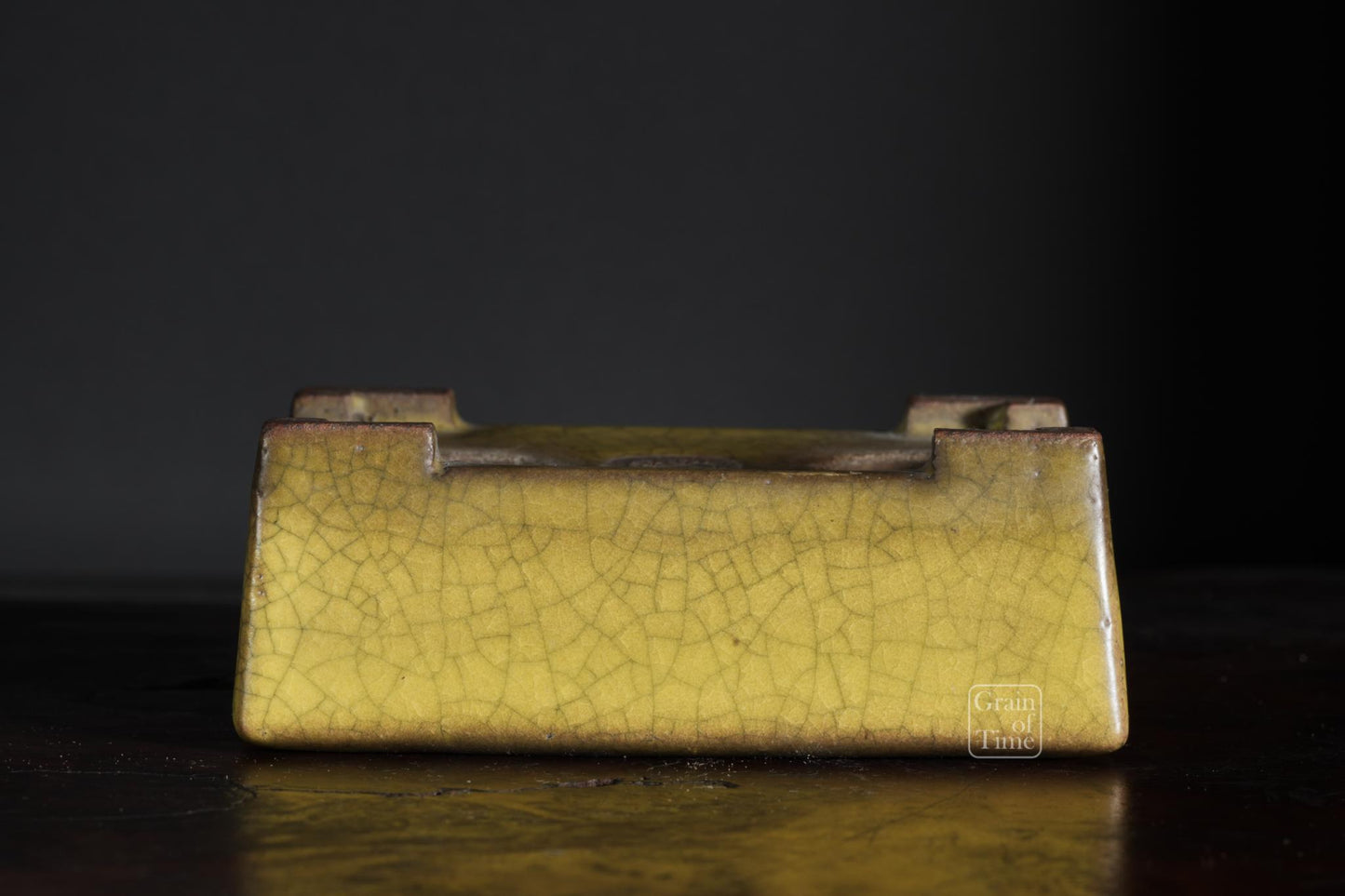 25009: Gyoun - Yellow Crackle Rectangle w/ Patina - 89mm