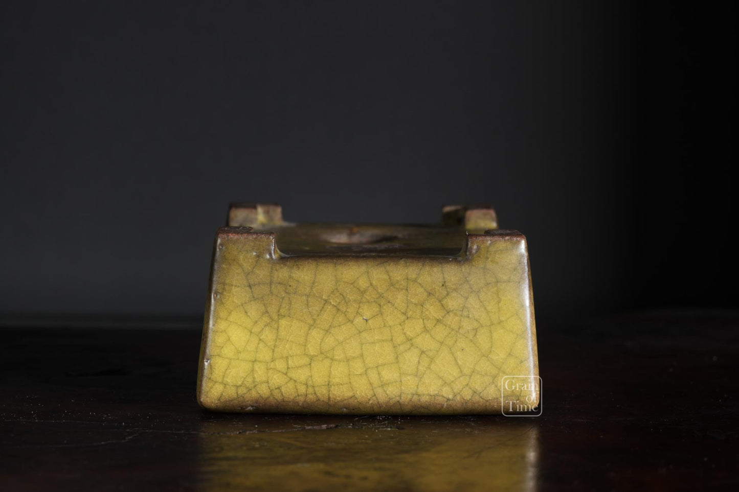 25009: Gyoun - Yellow Crackle Rectangle w/ Patina - 89mm