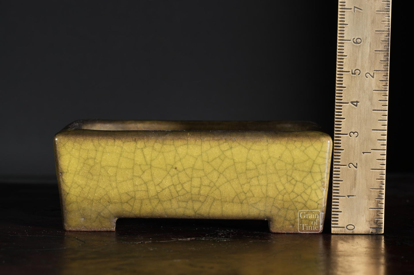 25009: Gyoun - Yellow Crackle Rectangle w/ Patina - 89mm