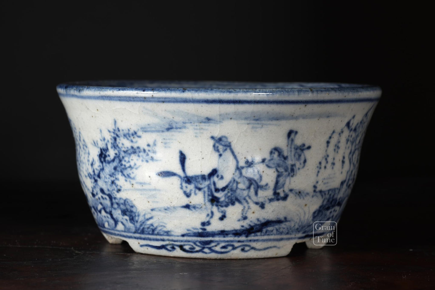 25002: Kutani Nishiki - Sometsuke Round Pot - 94mm