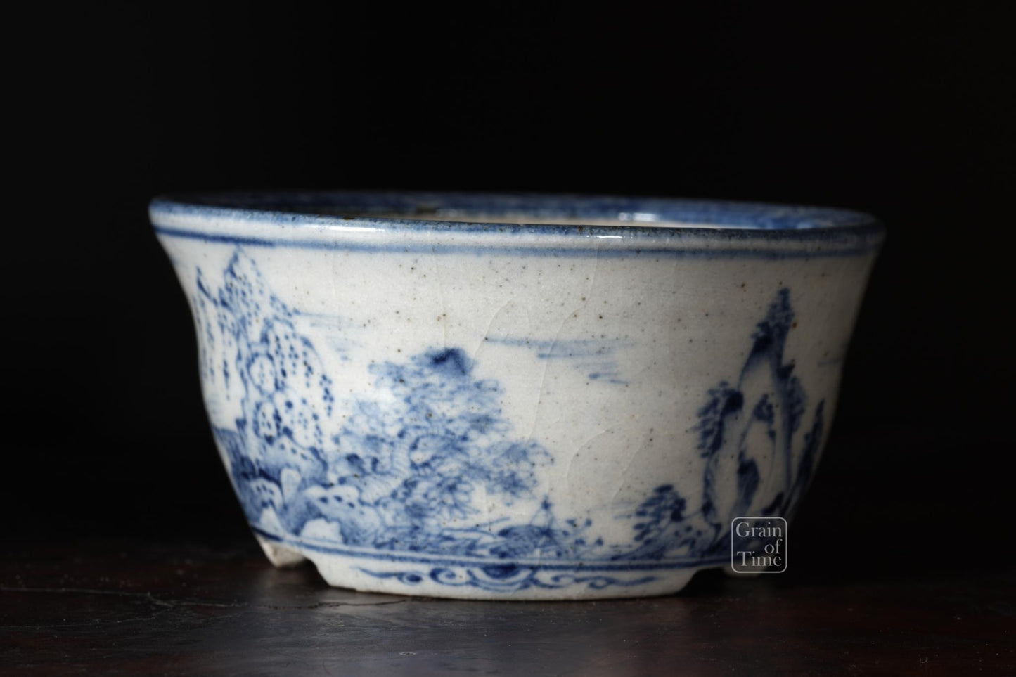 25002: Kutani Nishiki - Sometsuke Round Pot - 94mm