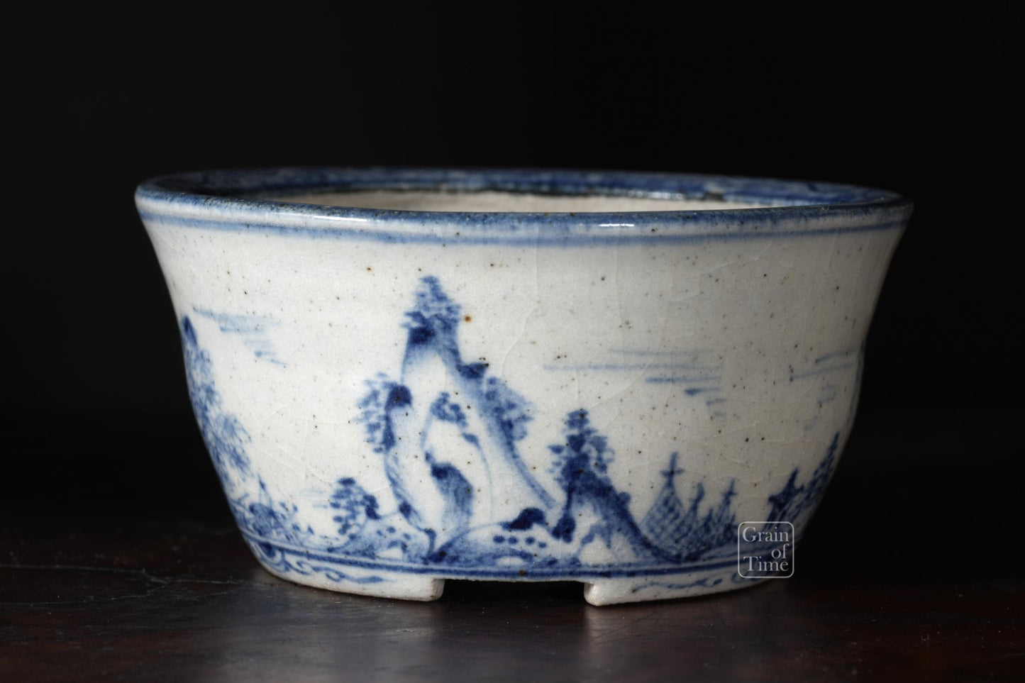 25002: Kutani Nishiki - Sometsuke Round Pot - 94mm