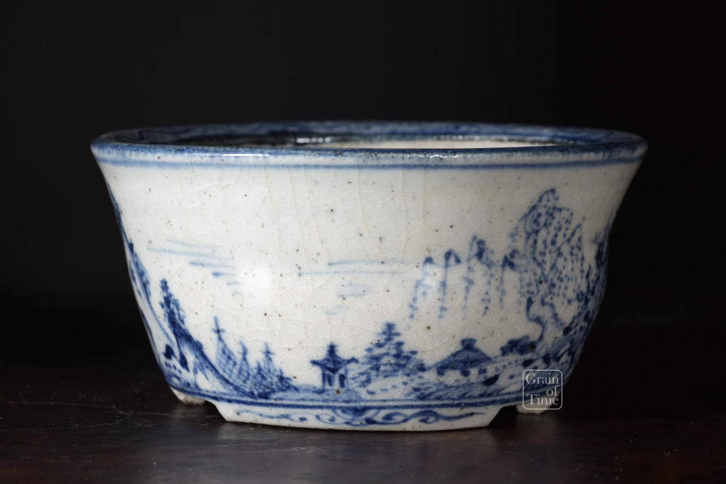 25002: Kutani Nishiki - Sometsuke Round Pot - 94mm