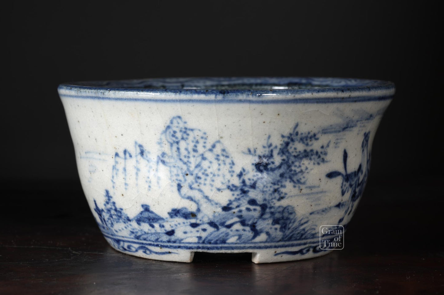 25002: Kutani Nishiki - Sometsuke Round Pot - 94mm