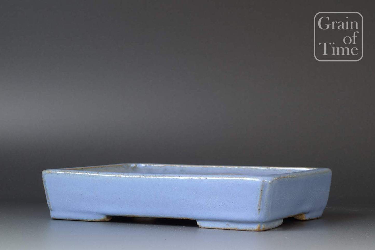 Bonsai Pot by Aiba Koyo - 6¾in (17cm) Rectangle in Blue Glaze