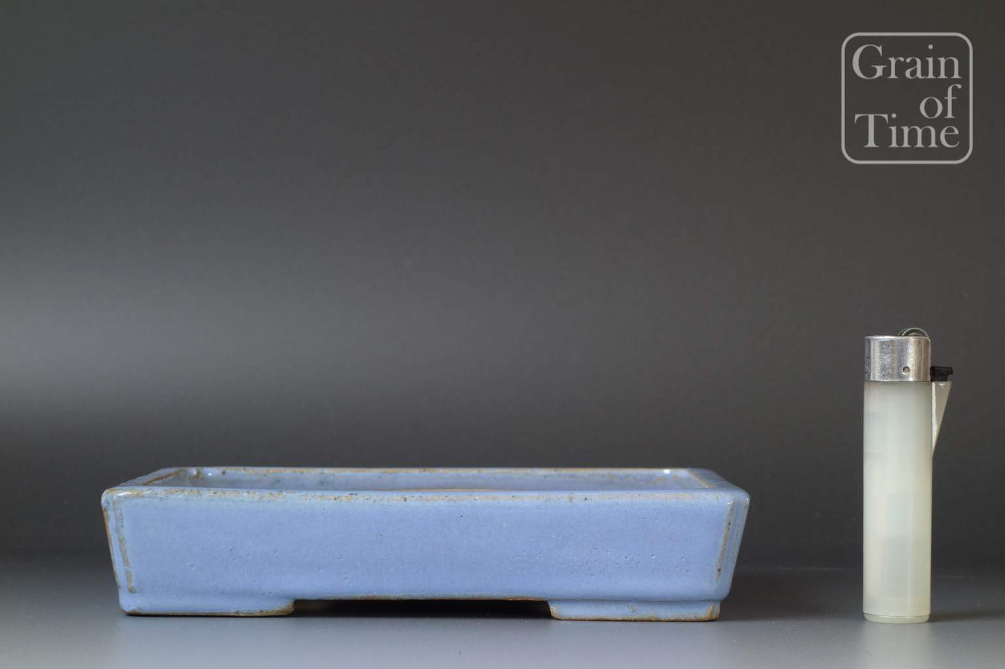 Bonsai Pot by Aiba Koyo - 6¾in (17cm) Rectangle in Blue Glaze