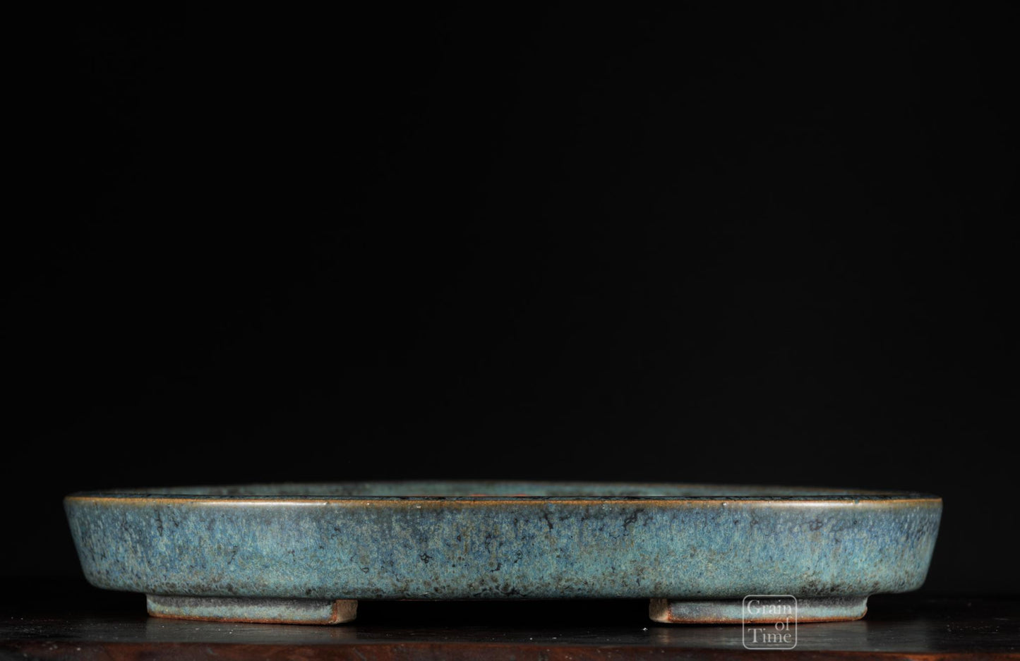 25011: Ino Shukuho - Blue Green Crystal Oval - 9⅝ in (24cm)