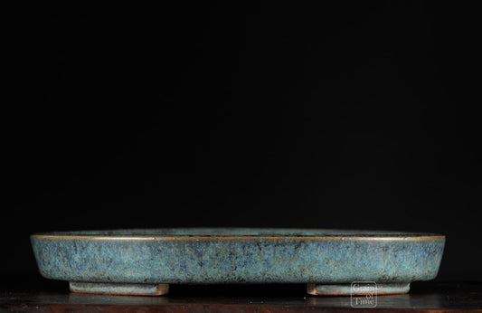 25011: Ino Shukuho - Blue Green Crystal Oval - 9⅝ in (24cm)