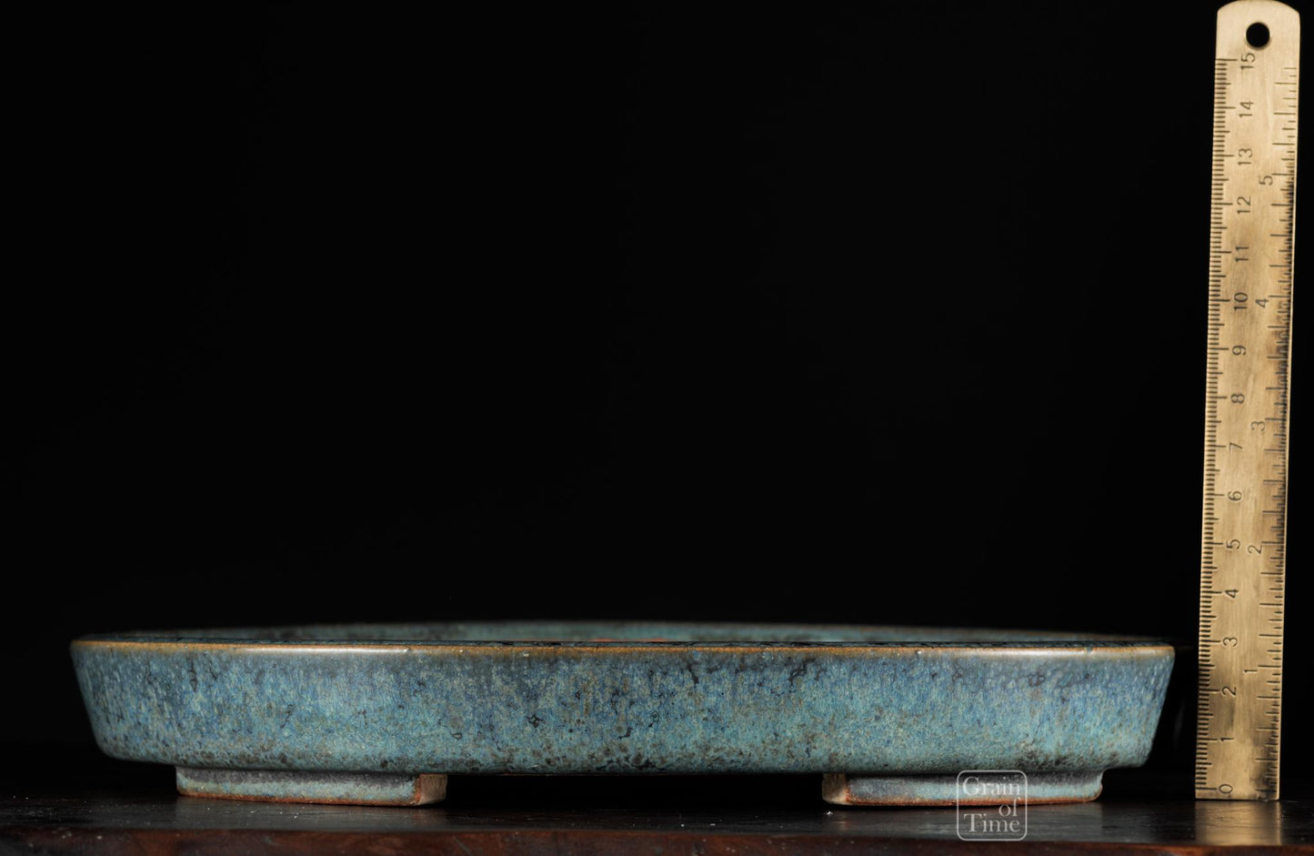 25011: Ino Shukuho - Blue Green Crystal Oval - 9⅝ in (24cm)