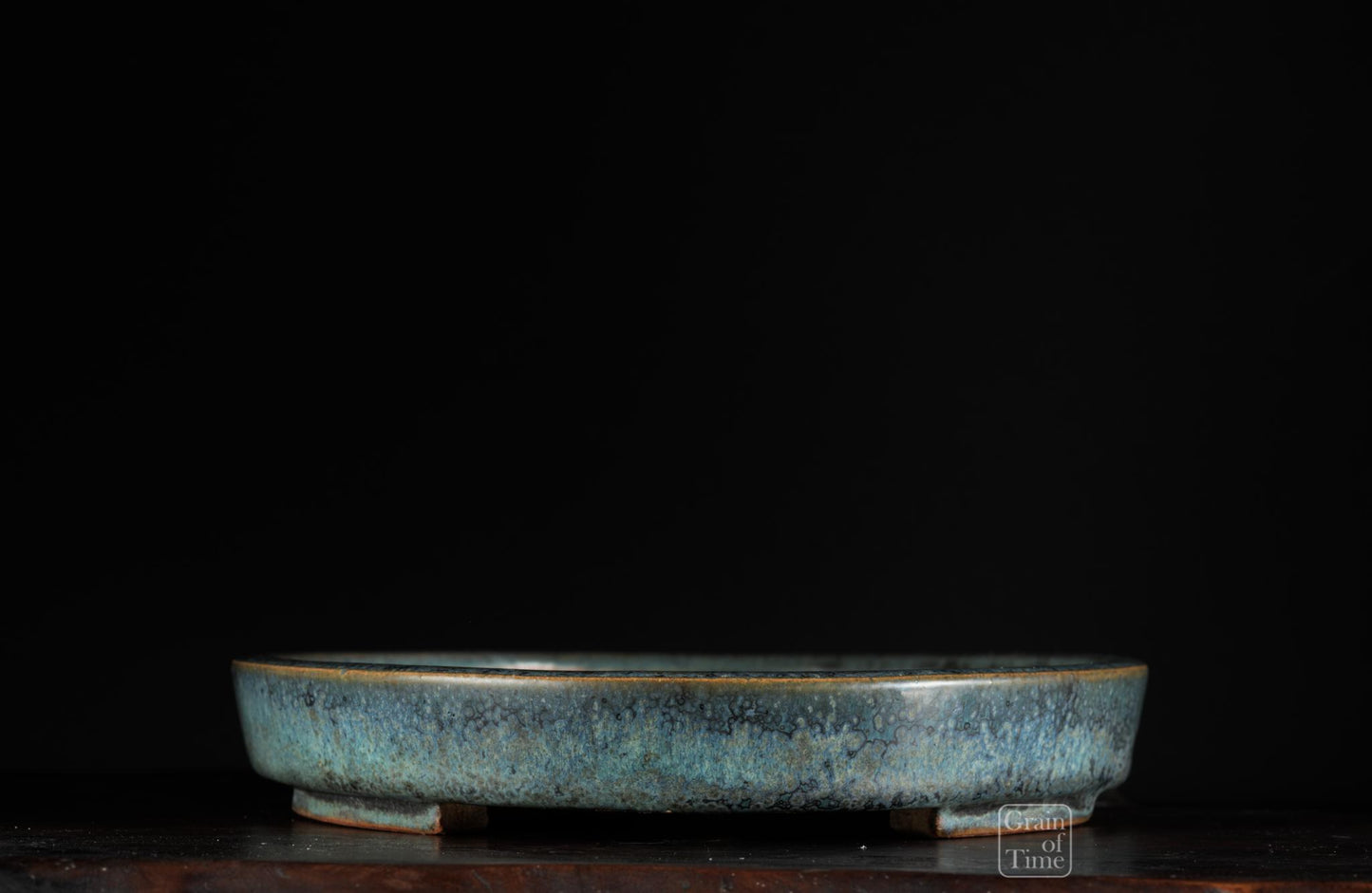 25011: Ino Shukuho - Blue Green Crystal Oval - 9⅝ in (24cm)