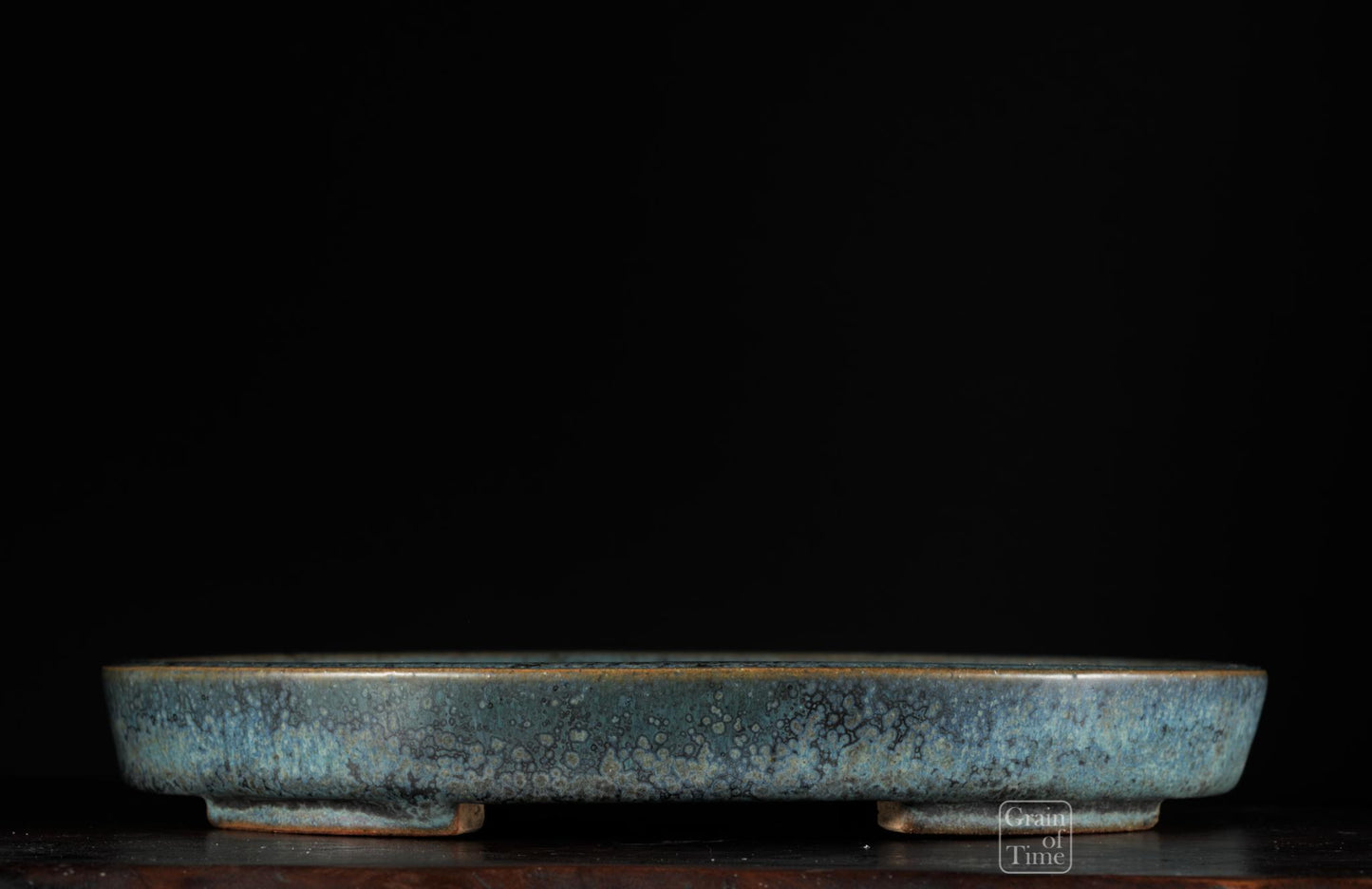 25011: Ino Shukuho - Blue Green Crystal Oval - 9⅝ in (24cm)