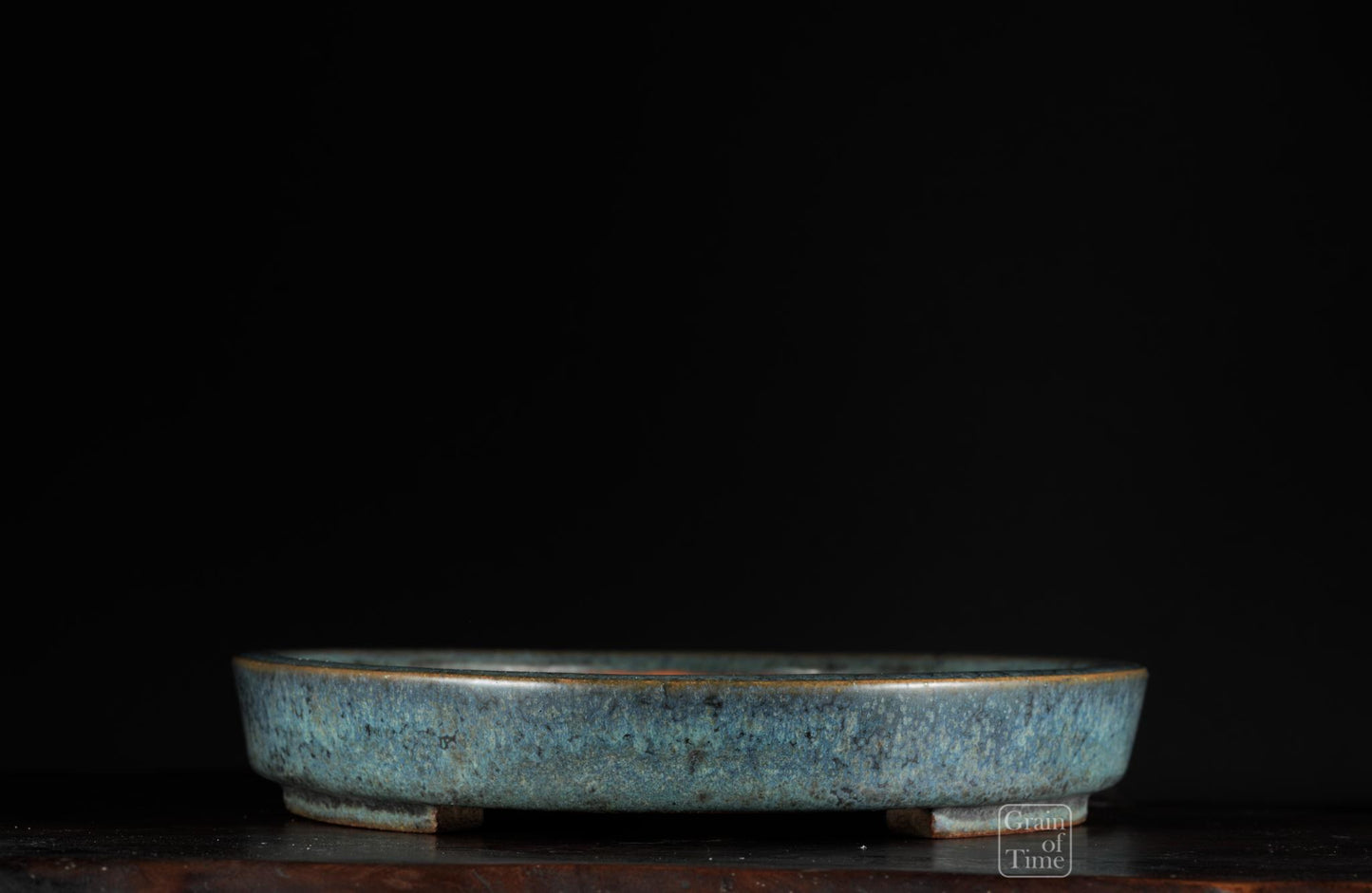 25011: Ino Shukuho - Blue Green Crystal Oval - 9⅝ in (24cm)