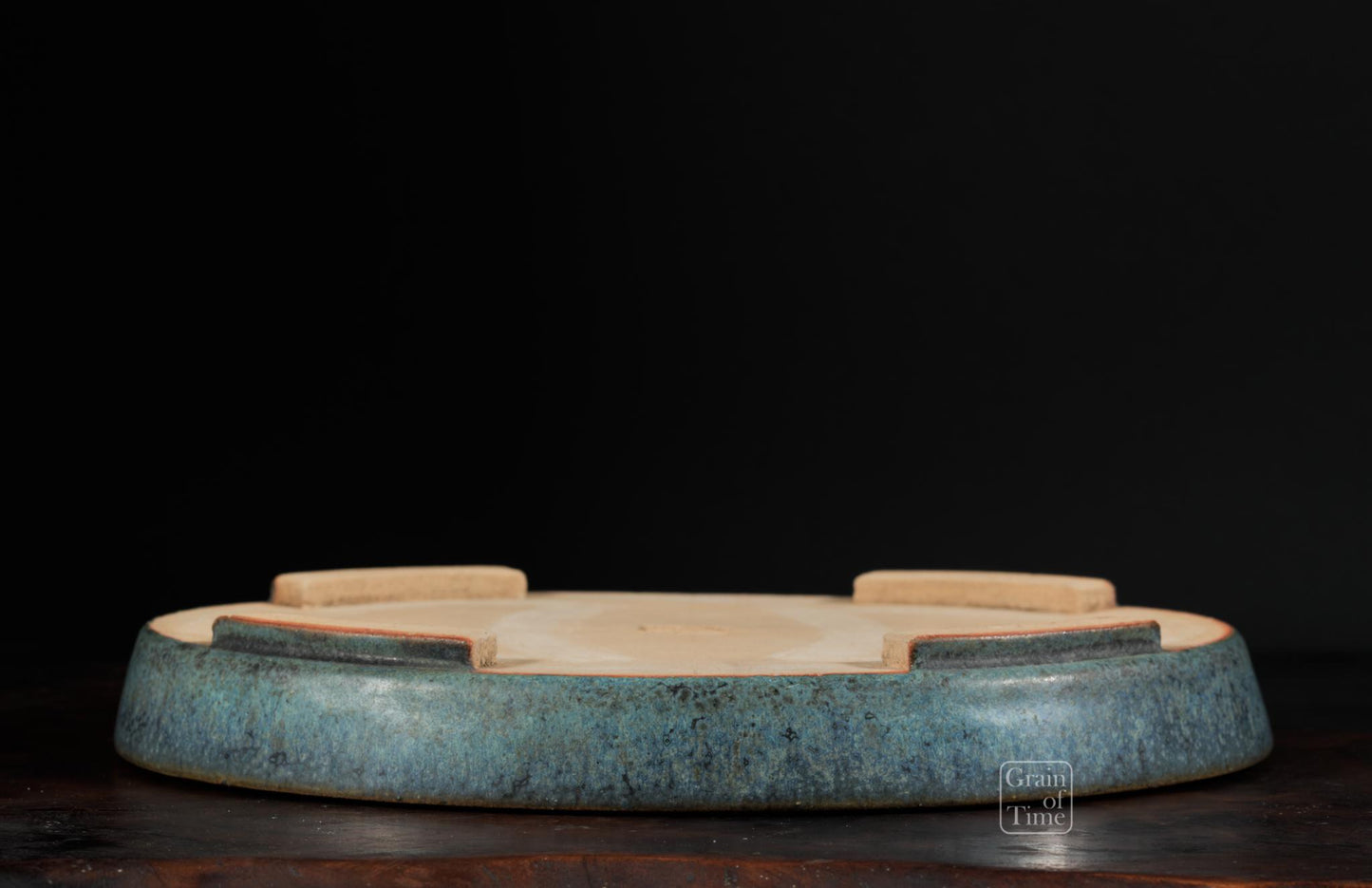 25011: Ino Shukuho - Blue Green Crystal Oval - 9⅝ in (24cm)