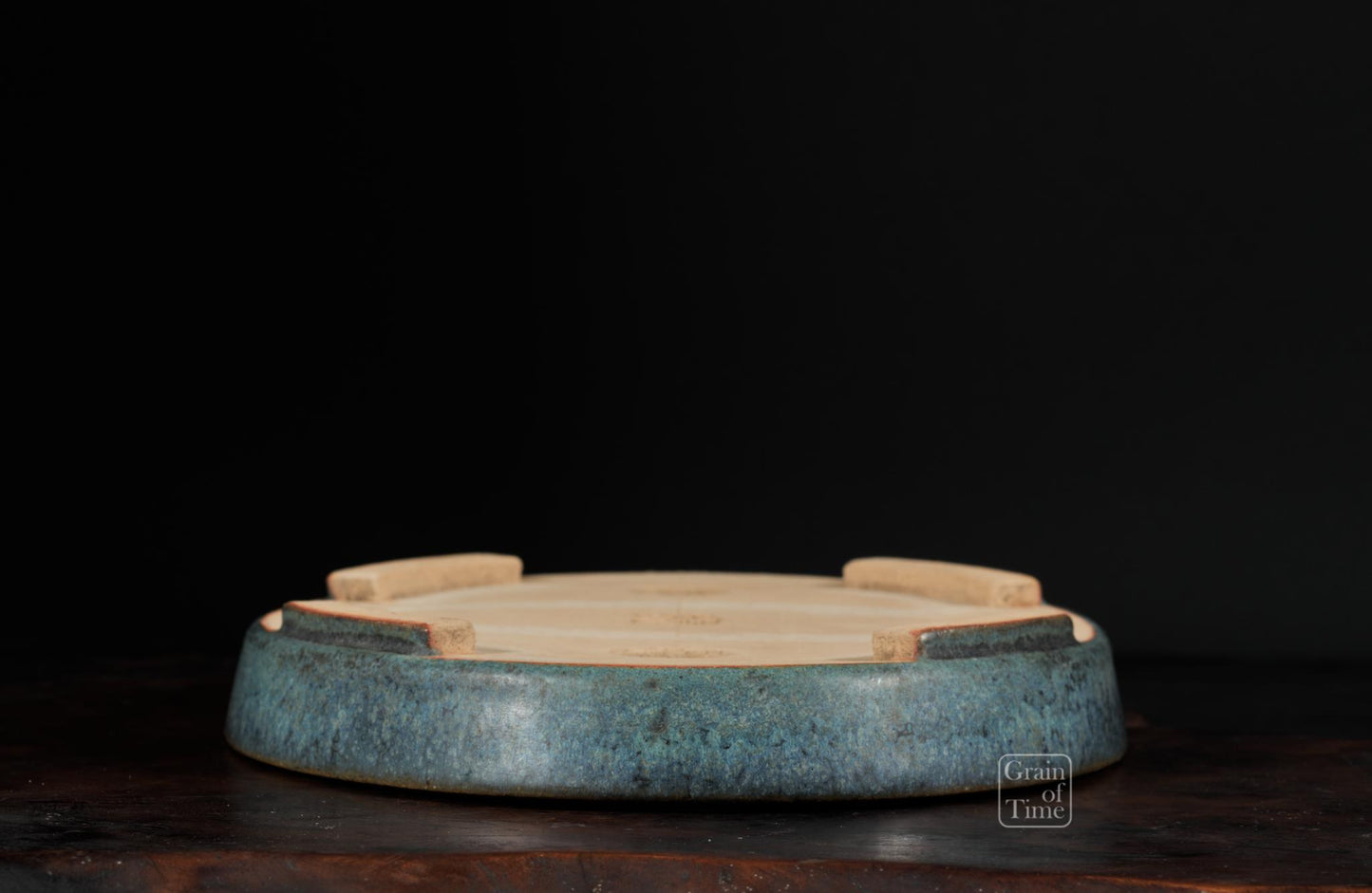 25011: Ino Shukuho - Blue Green Crystal Oval - 9⅝ in (24cm)