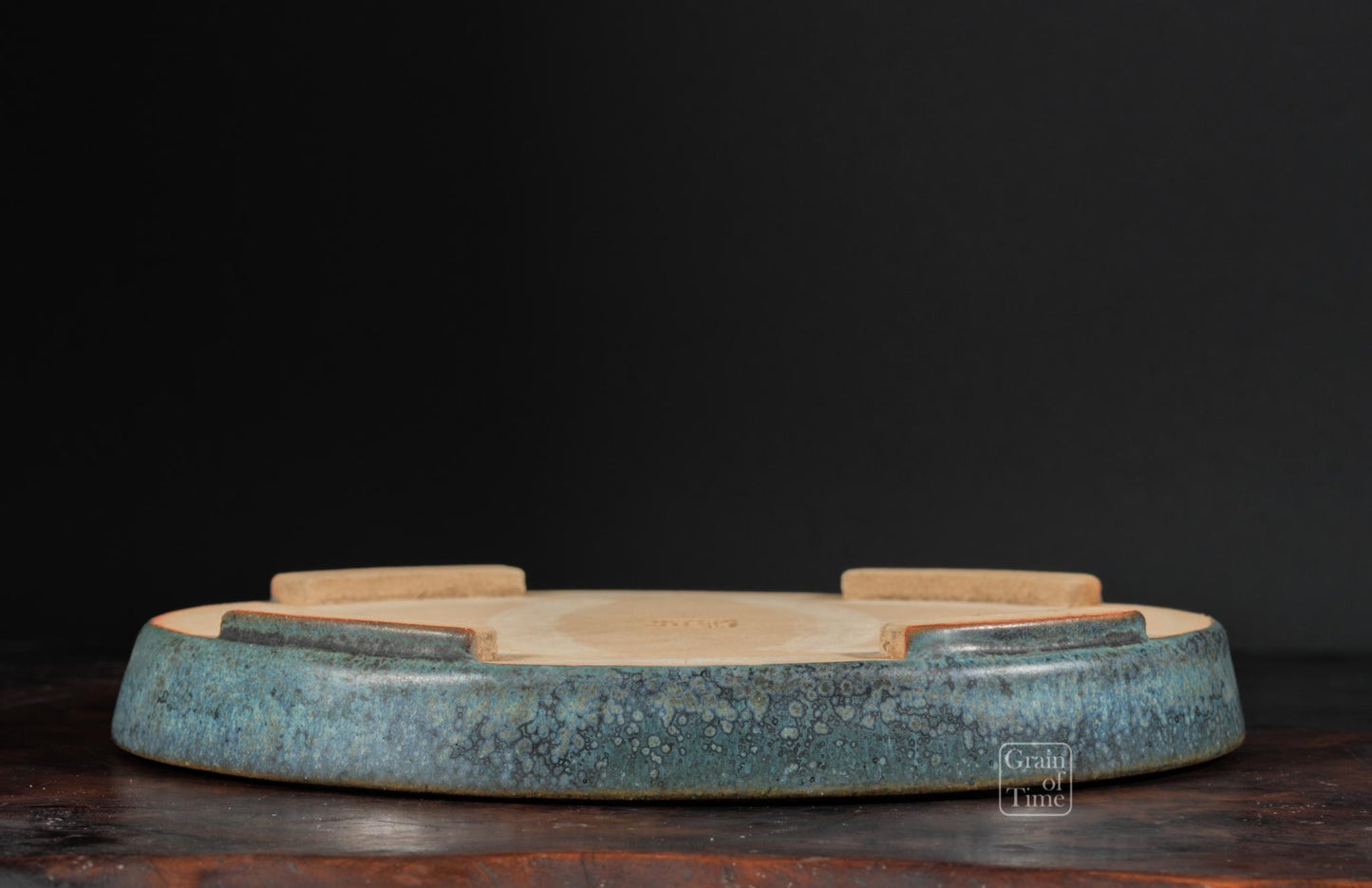 25011: Ino Shukuho - Blue Green Crystal Oval - 9⅝ in (24cm)