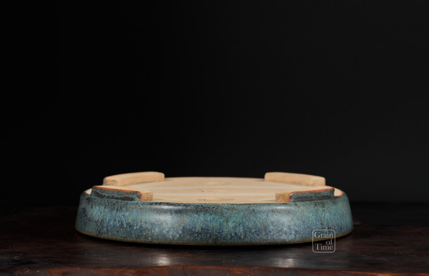 25011: Ino Shukuho - Blue Green Crystal Oval - 9⅝ in (24cm)