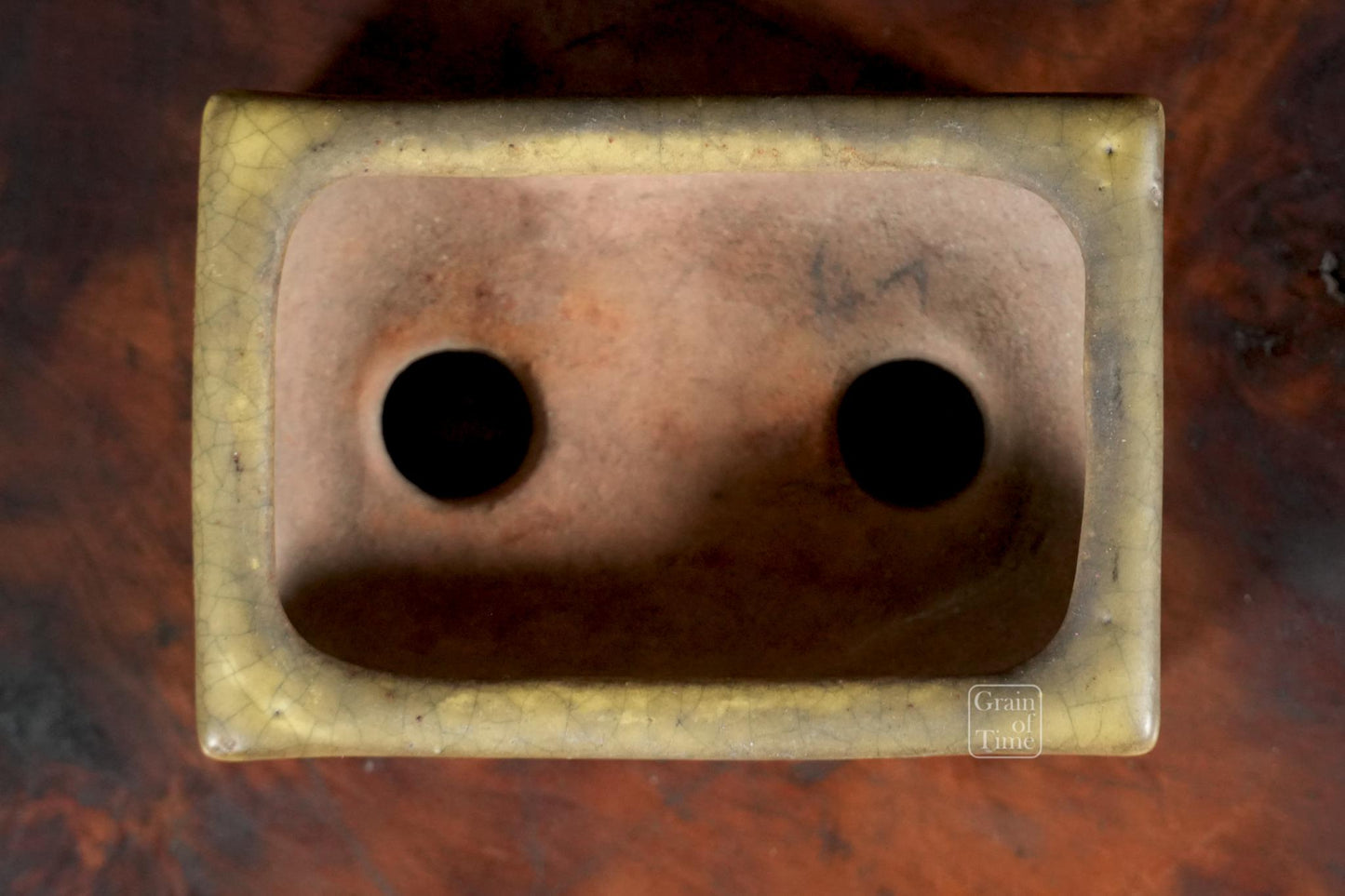 25009: Gyoun - Yellow Crackle Rectangle w/ Patina - 89mm