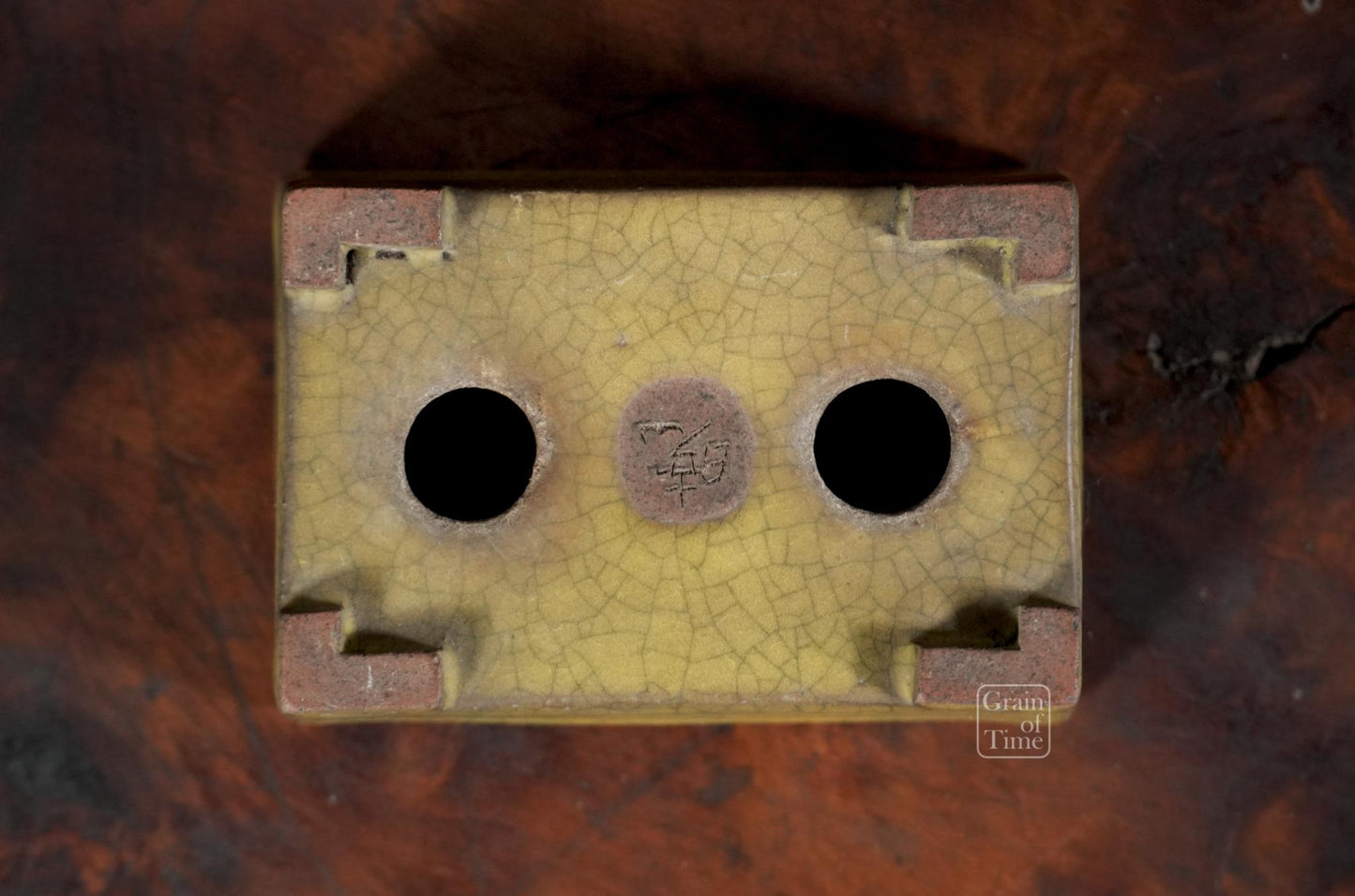 25009: Gyoun - Yellow Crackle Rectangle w/ Patina - 89mm