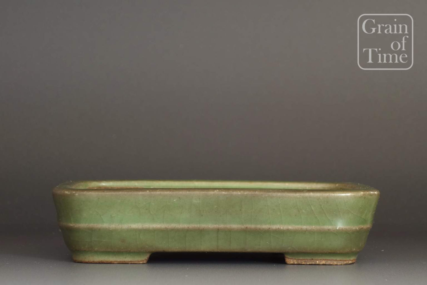 Hattori (Tokoname) - Celadon / Olive Green Crackle Rectangle - 5⅛ in (13cm)