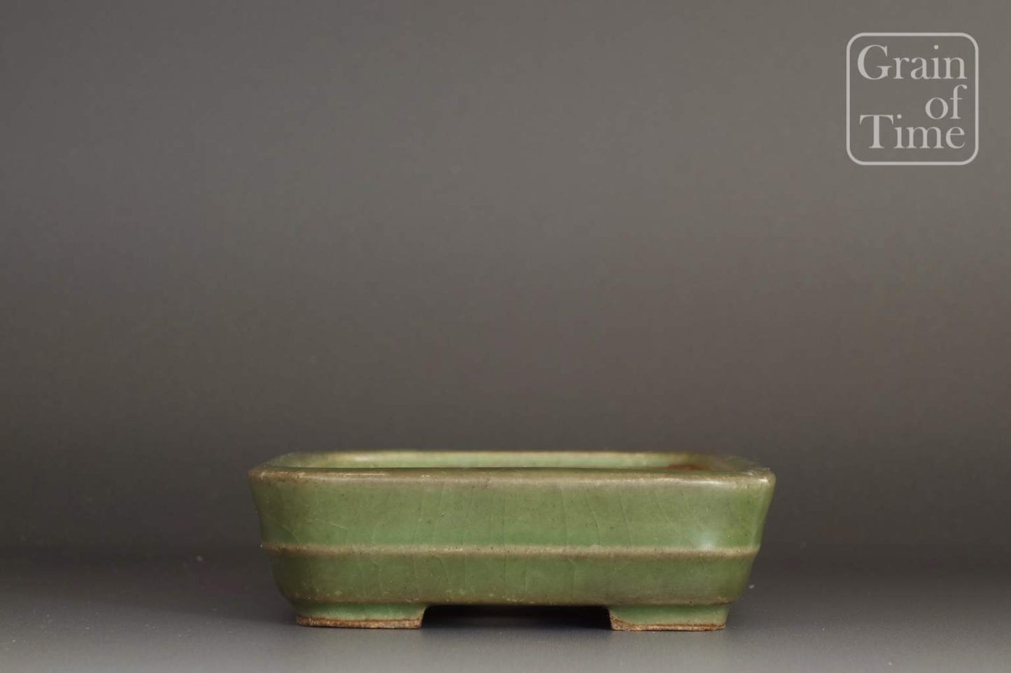 Hattori (Tokoname) - Celadon / Olive Green Crackle Rectangle - 5⅛ in (13cm)