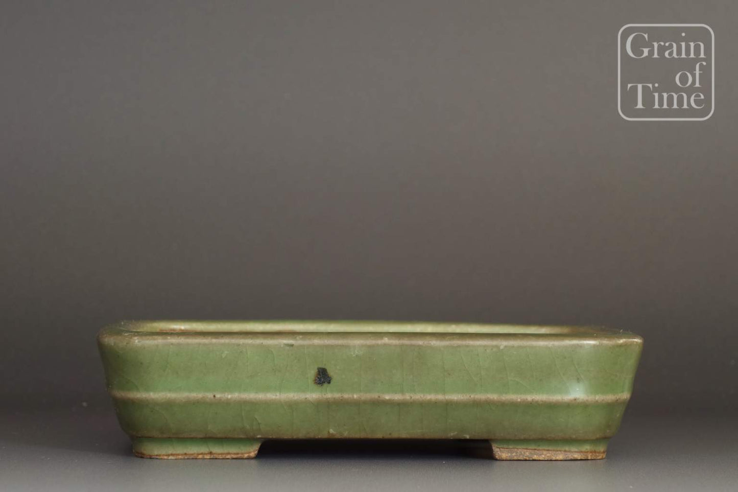 Hattori (Tokoname) - Celadon / Olive Green Crackle Rectangle - 5⅛ in (13cm)